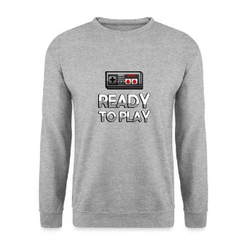 READY TO PLAY + NES Controller - Gaming - Unisex Pullover - Weißgrau meliert - Vorne - Alina (178cm) & Michal (187cm)