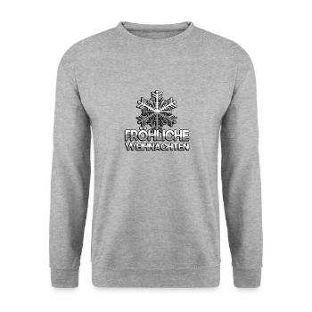 FRÖHLICHE WEIHNACHTEN + Schneeflocke - Weihnachten - Unisex Pullover - Weißgrau meliert - Vorne - Alina (178cm) & Michal (187cm)
