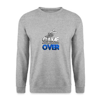 GAME OVER (Blau) + DNA - Gaming - Unisex Pullover - Weißgrau meliert - Vorne - Alina (178cm) & Michal (187cm)