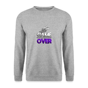 GAME OVER (Lila) + DNA - Gaming - Unisex Pullover - Weißgrau meliert - Vorne - Alina (178cm) & Michal (187cm)