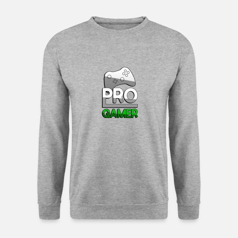 PRO GAMER (Grün) + Controller - Gaming - Unisex Pullover - Weißgrau meliert
