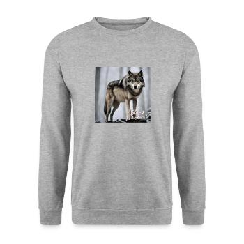 Stay Fearless - Wolf Design - Unisex Sweatshirt - salt & pepper - Front - Alina (178cm) & Michal (187cm)