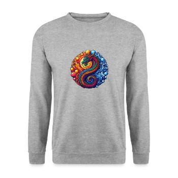 Vibrant Yin Yang Dragon - Sweat-shirt Unisexe - gris chiné - Devant - Alina (178cm) & Michal (187cm)