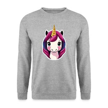 Einhorn - Unisex Pullover - Weißgrau meliert - Vorne - Alina (178cm) & Michal (187cm)