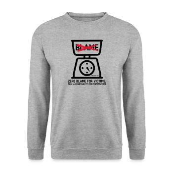 Zero Blame for Victims - Unisex Sweatshirt - salt & pepper - Front - Alina (178cm) & Michal (187cm)