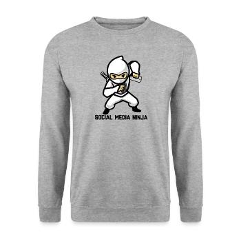 Social-Media-Ninja - Unisex Pullover - Weißgrau meliert - Vorne - Alina (178cm) & Michal (187cm)