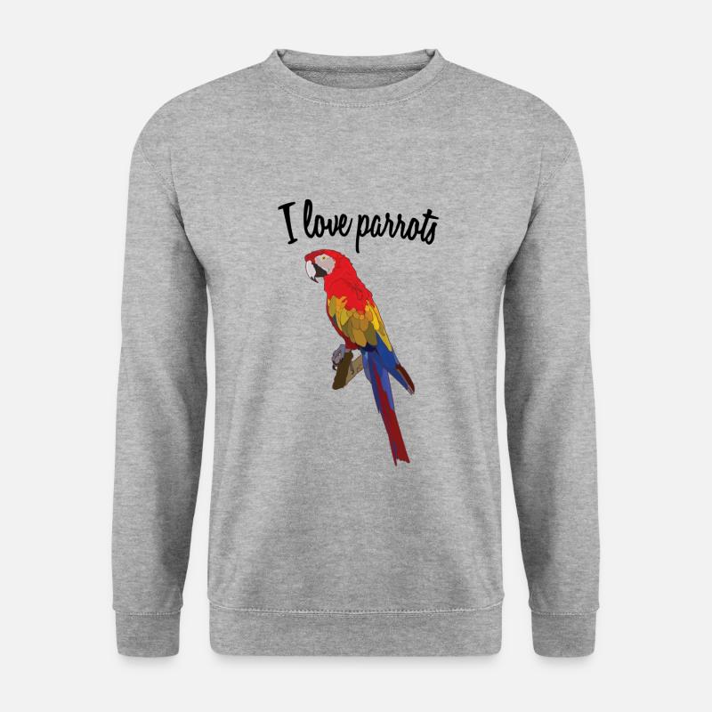 I love parrots - Unisex Pullover - Weißgrau meliert