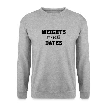 Weights Before Dates - Sweat-shirt Unisexe - gris chiné - Devant - Alina (178cm) & Michal (187cm)