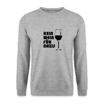 Kein Wein für Nazis - Unisex Pullover - Weißgrau meliert - Vorne - Alina (178cm) & Michal (187cm)