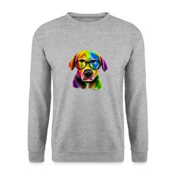Rainbow dog Labrador with glasses - Unisex Sweatshirt - salt & pepper - Front - Alina (178cm) & Michal (187cm)
