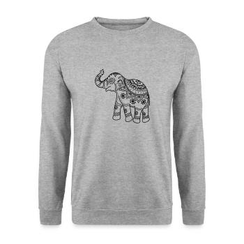Elefant - Unisex Pullover - Weißgrau meliert - Vorne - Alina (178cm) & Michal (187cm)