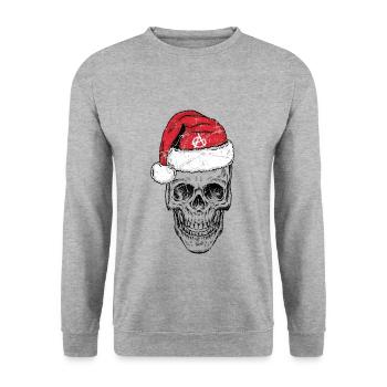 Punk Halloween, Anarchie, Noël Skeleton Head - Sweat-shirt Unisexe - gris chiné - Devant - Alina (178cm) & Michal (187cm)