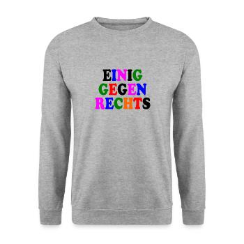 Einig gegen rechts - Unisex Pullover - Weißgrau meliert - Vorne - Alina (178cm) & Michal (187cm)