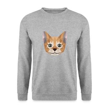Cute Cat Art Kitty Puristischer Stil Lustige - Unisex Pullover - Weißgrau meliert - Vorne - Alina (178cm) & Michal (187cm)