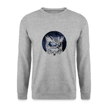 Wald Wildtiere Tier Natur Wildnis Eule - Unisex Pullover - Weißgrau meliert - Vorne - Alina (178cm) & Michal (187cm)