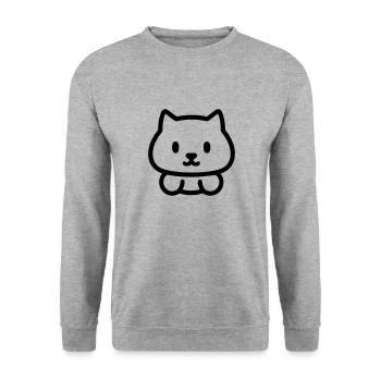 Katze - Unisex Pullover - Weißgrau meliert - Vorne - Alina (178cm) & Michal (187cm)