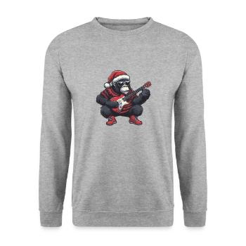 Gorilla Weihnachten Gitarre - Unisex Pullover - Weißgrau meliert - Vorne - Alina (178cm) & Michal (187cm)