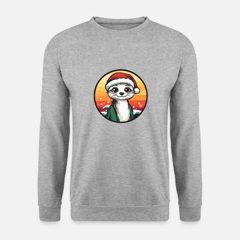 Erdmännchen Weihnachten Tier - Unisex Pullover - Weißgrau meliert