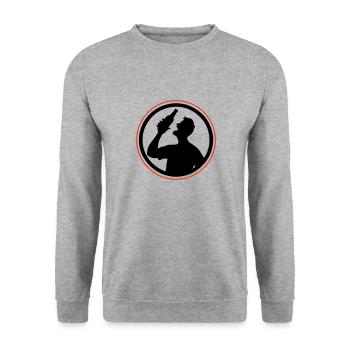 Flasche Bier Trinken Party - Unisex Pullover - Weißgrau meliert - Vorne - Alina (178cm) & Michal (187cm)