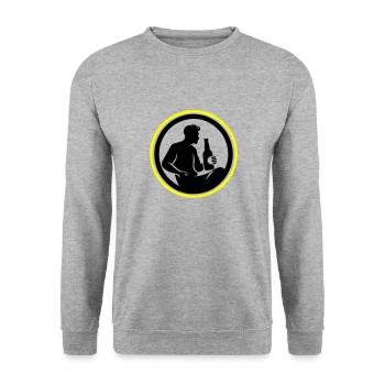Bottle of Beer Drinking Silhouette - Unisex Sweatshirt - salt & pepper - Front - Alina (178cm) & Michal (187cm)
