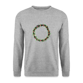 Blumenkranz Herz Blume - Unisex Pullover - Weißgrau meliert - Vorne - Alina (178cm) & Michal (187cm)