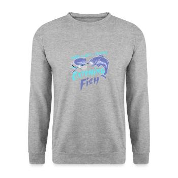 Fischer ist damit beschäftigt, Fische zu fangen - Unisex Pullover - Weißgrau meliert - Vorne - Alina (178cm) & Michal (187cm)