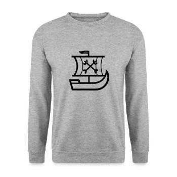 Pirate ship - Unisex Sweatshirt - salt & pepper - Front - Alina (178cm) & Michal (187cm)