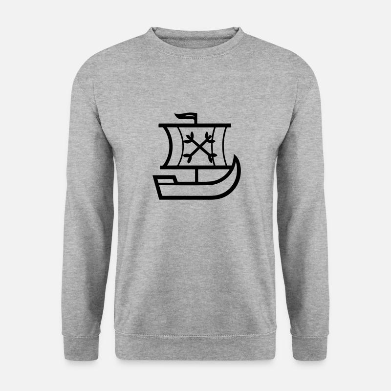 Piratenschiff - Unisex Pullover - Weißgrau meliert
