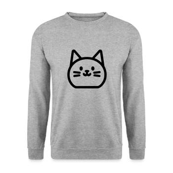 Katze - Unisex Pullover - Weißgrau meliert - Vorne - Alina (178cm) & Michal (187cm)