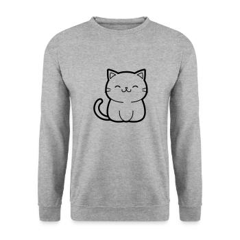 Katze - Unisex Pullover - Weißgrau meliert - Vorne - Alina (178cm) & Michal (187cm)