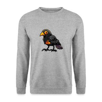 Rabe Krähe Halloween Comic Lustig - Unisex Pullover - Weißgrau meliert - Vorne - Alina (178cm) & Michal (187cm)