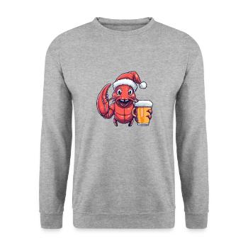 Hummer Krebs Weihnachten Bier - Unisex Pullover - Weißgrau meliert - Vorne - Alina (178cm) & Michal (187cm)