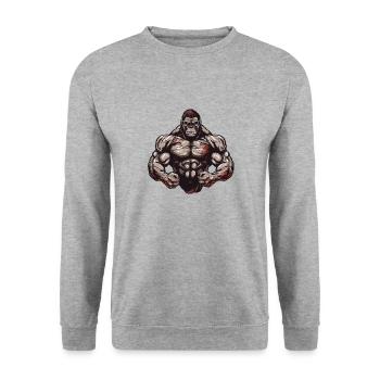 Gorilla Beast Bodybuilding Muskeln Gym - Unisex Pullover - Weißgrau meliert - Vorne - Alina (178cm) & Michal (187cm)