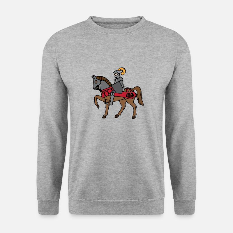 Ritter mit Pferd 3 622 - Unisex Pullover - Weißgrau meliert