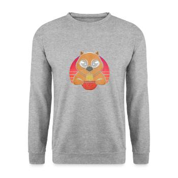Wombat mangeant des nouilles ramen, mignon - Sweat-shirt Unisexe - gris chiné - Devant - Alina (178cm) & Michal (187cm)