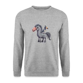 Cute horse with a bird - Unisex Sweatshirt - salt & pepper - Front - Alina (178cm) & Michal (187cm)