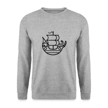 Piratenschiff - Unisex Pullover - Weißgrau meliert - Vorne - Alina (178cm) & Michal (187cm)