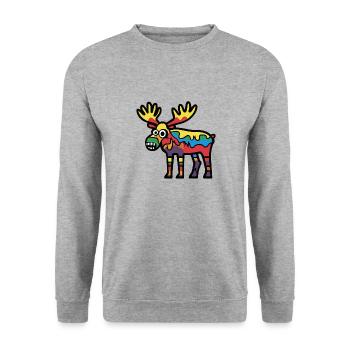 Elch Halloween Comic Lustig - Unisex Pullover - Weißgrau meliert - Vorne - Alina (178cm) & Michal (187cm)