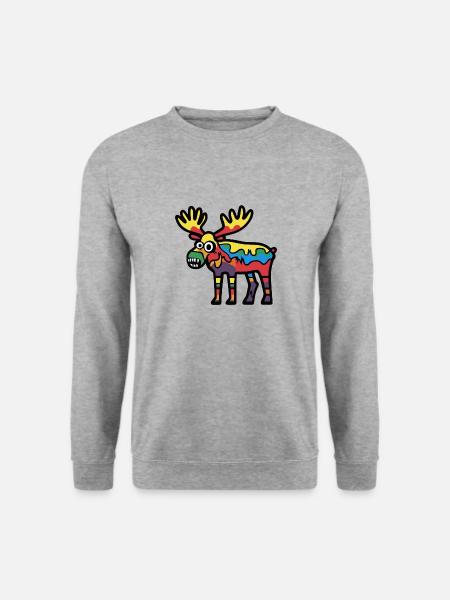 Elch Halloween Comic Lustig - Unisex Pullover - Weißgrau meliert