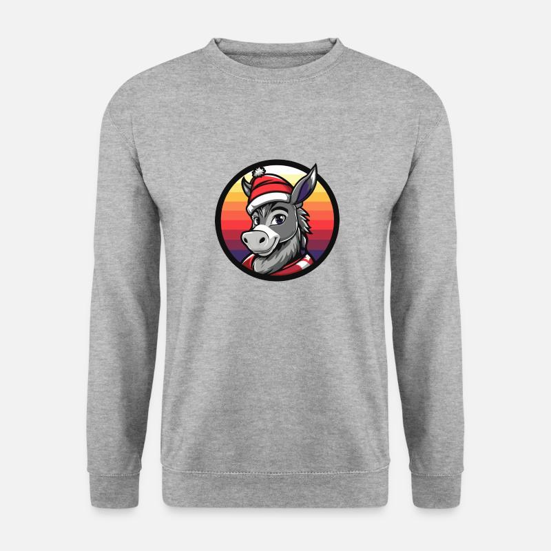Esel Weihnachten Tier - Unisex Pullover - Weißgrau meliert