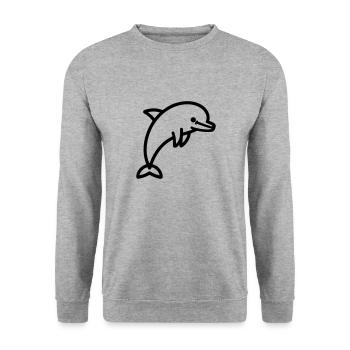 Delfin - Unisex Pullover - Weißgrau meliert - Vorne - Alina (178cm) & Michal (187cm)
