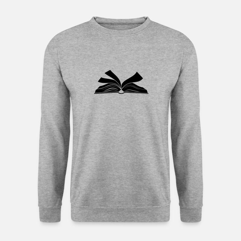 Buch lesen offenes Buch - Unisex Pullover - Weißgrau meliert