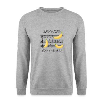 Bananas Music Notes Clef Piano Ironic Saying - Unisex Sweatshirt - salt & pepper - Front - Alina (178cm) & Michal (187cm)