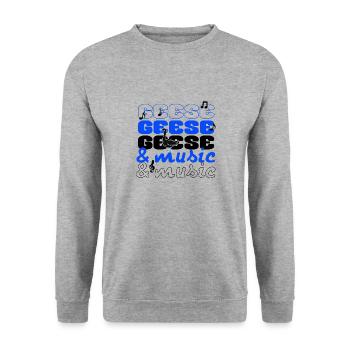 Waddling Geese Musiknoten Musician Goose - Unisex Pullover - Weißgrau meliert - Vorne - Alina (178cm) & Michal (187cm)