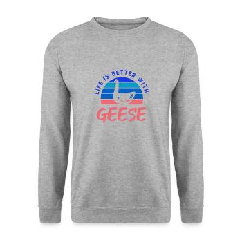 Life With Geese Wildlife Cute Goose Birds - Unisex Sweatshirt - salt & pepper - Front - Alina (178cm) & Michal (187cm)