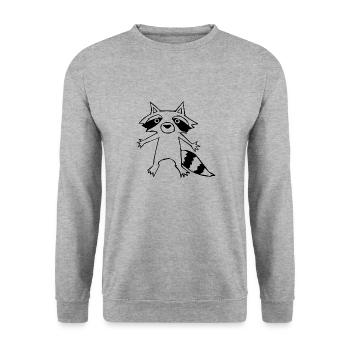Netter Waschbär Wildtiere Tier Natur Wildnis - Unisex Pullover - Weißgrau meliert - Vorne - Alina (178cm) & Michal (187cm)