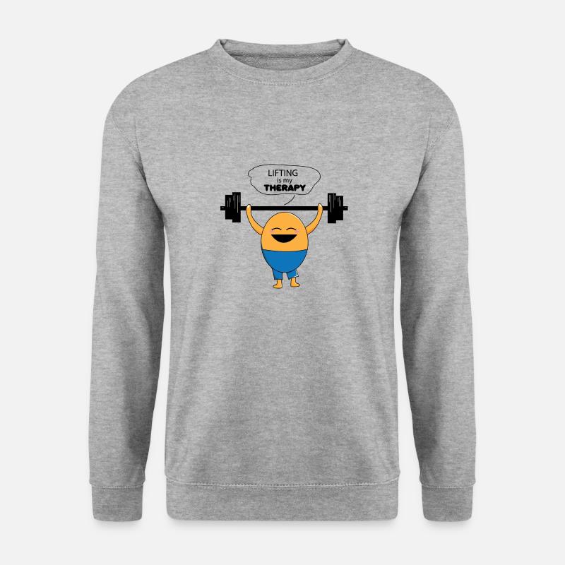 Gewichtheben im Fitnessstudio, - Unisex Pullover - Weißgrau meliert
