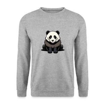 Cute panda sitting - Unisex Sweatshirt - salt & pepper - Front - Alina (178cm) & Michal (187cm)
