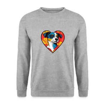 Jack Russell Terrier Chien Coeur Amour Chien - Sweat-shirt Unisexe - gris chiné - Devant - Alina (178cm) & Michal (187cm)