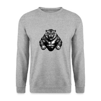 Musculation Tiger Muscles - Sweat-shirt Unisexe - gris chiné - Devant - Alina (178cm) & Michal (187cm)